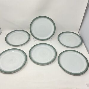 6 Denby Regency Green (retired) Stoneware Side Salad Luncheon Plates